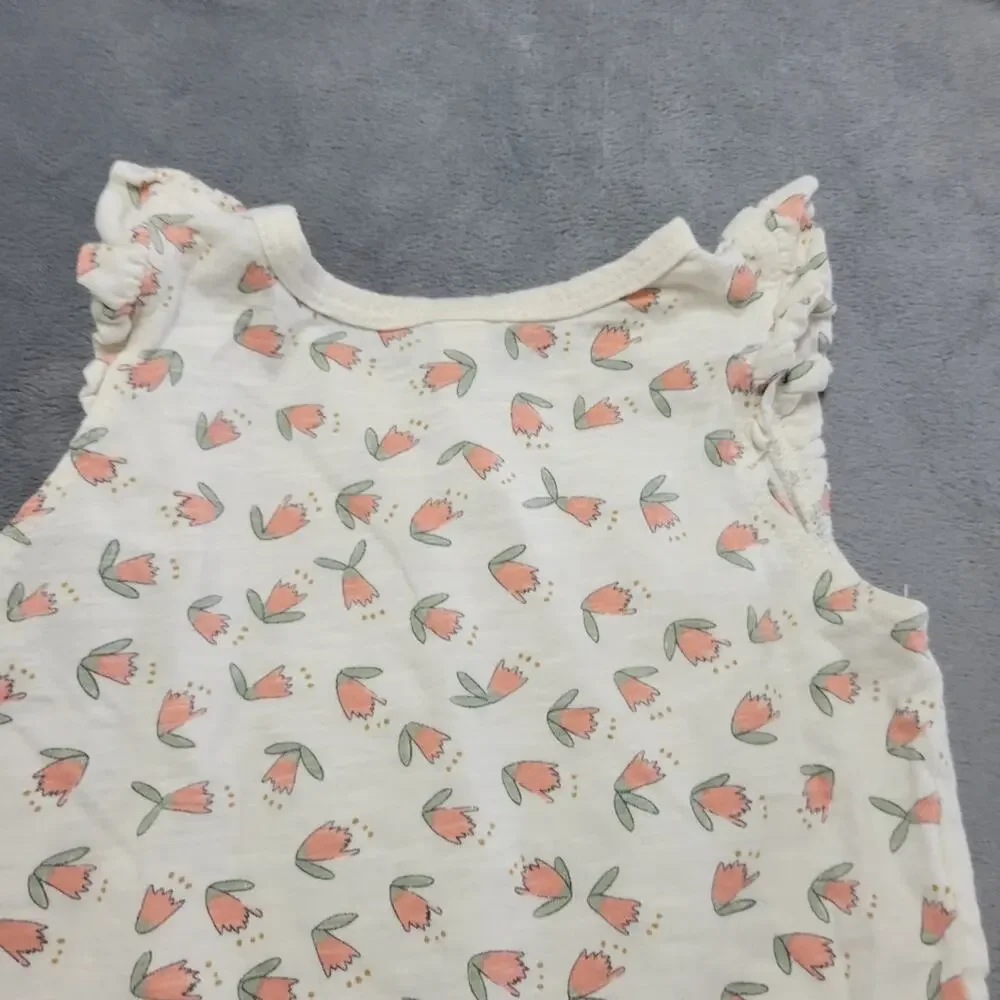 Childhood Shirt Girls 18-24 Months Cream Sage Tulip Floral Breathable Cotton Top